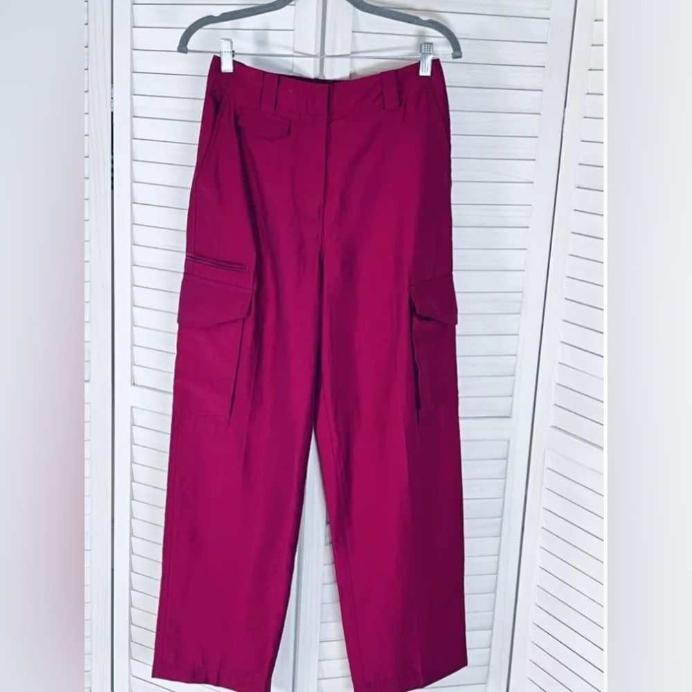 ARKET Women's Fluid Cargo Trousers  Burgundy sz 36 8/10 UK pre-owned